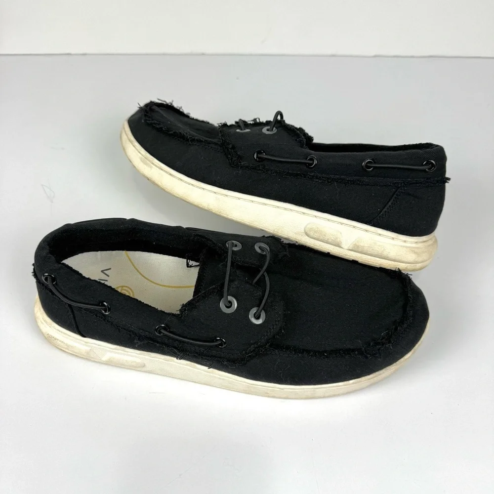 Vionic Skipper Men's Sz 11 Black Slip-On Canvas Casual Shoes Coastal Beachy Boho